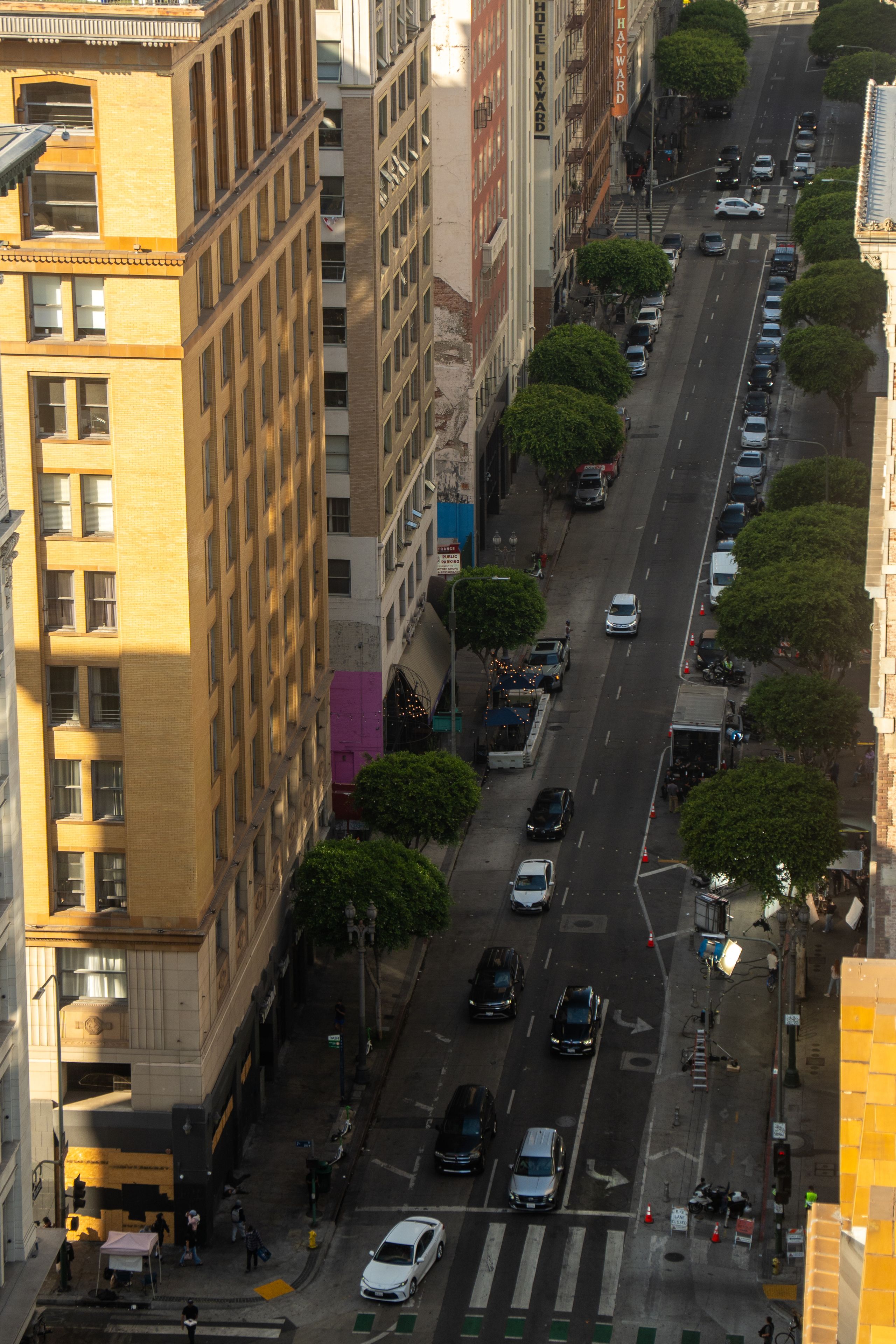 Downtown Los Angeles street in golden light